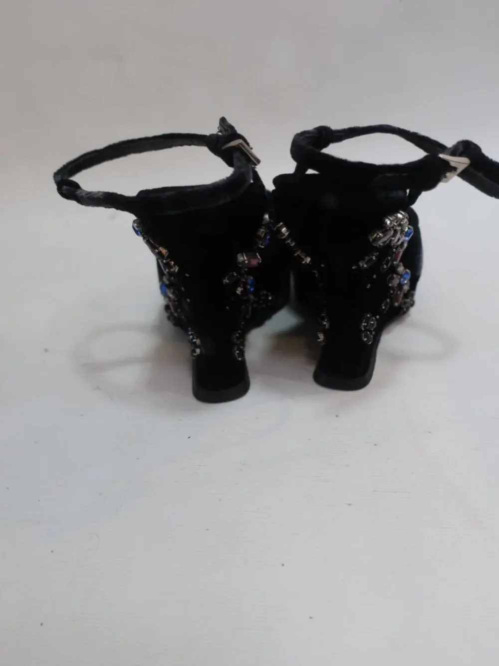 Womens Prada Dragonfly Black Rhinestone Embellished Platform Wedge Heels 37 US/7